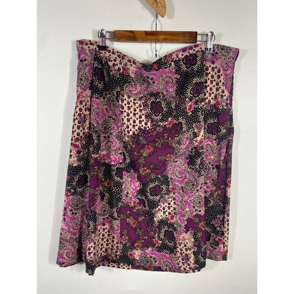 Sag Harbor Skirt 18W 20W Purple Black Floral Patchwork Peasant Gypsy Career Y2K - Picture 5 of 9